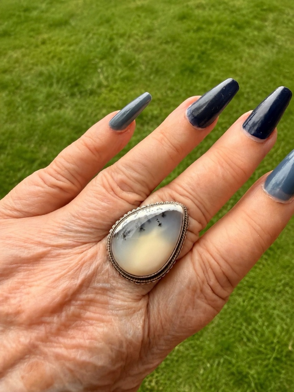 DENDRITIC AGATE STERLING SILVER RING